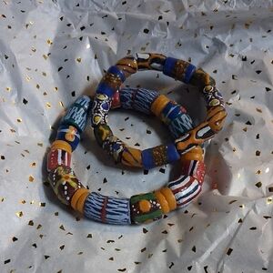 Colorful African Glass Beaded Bracelet His & Hers Set